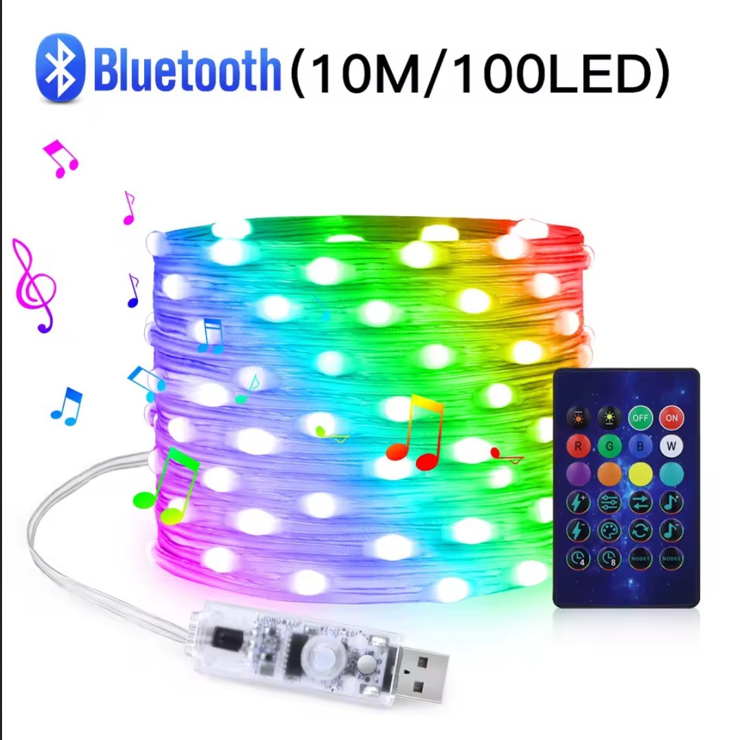 10 METRE 100 LED RGB 16 MODLU KUMANDALI TELEFON KONTROLLÜ ŞERİT LED PERİ LED IŞIK 10 METRE 100 LED RGB 16 MODLU KUMANDALI TELEFON KONTROLLÜ ŞERİT LED PERİ LED IŞIK