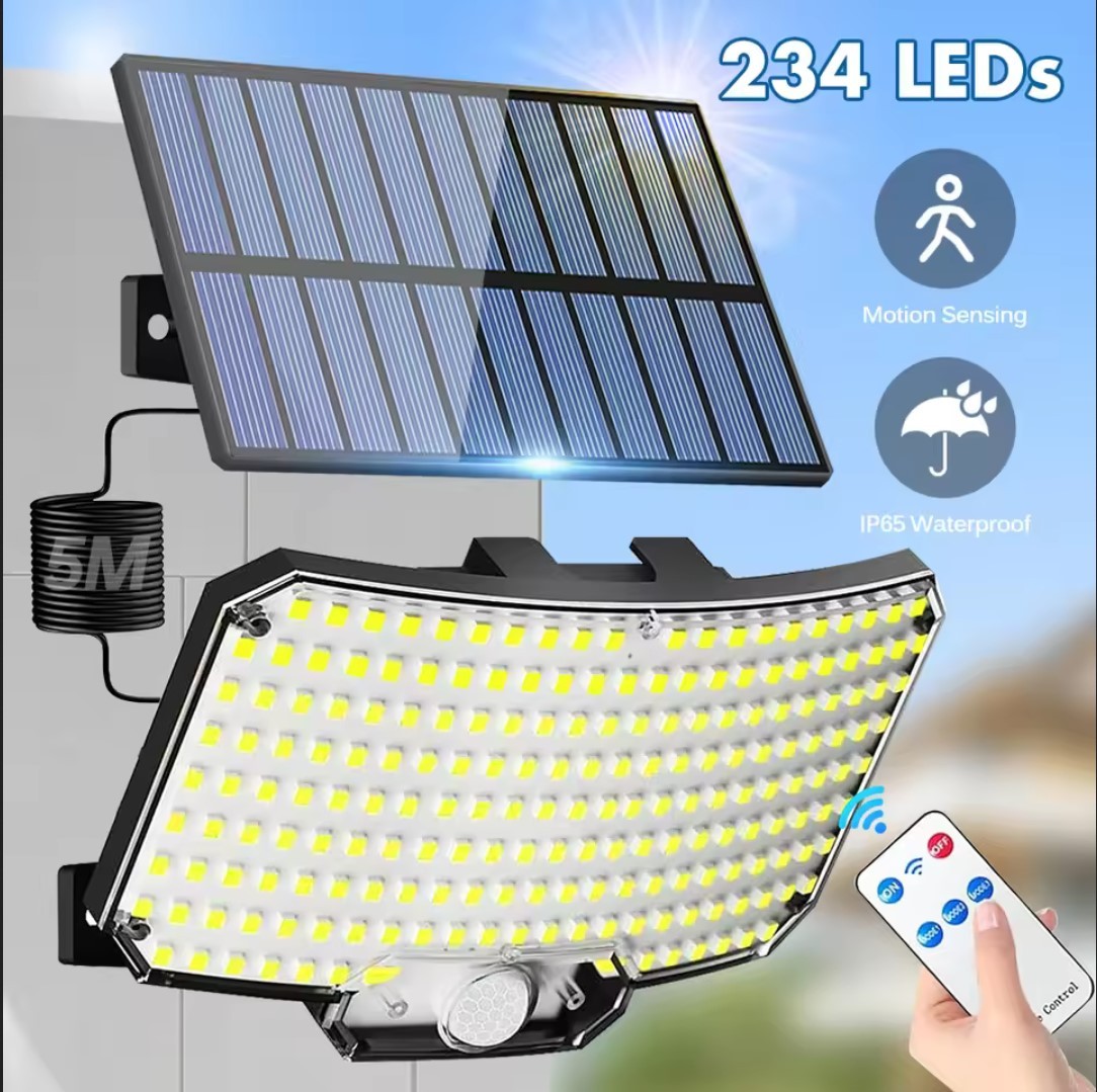 234 LED GÜNEŞ ENERJİLİ SOLAR KUMANDALI HAREKET SENSÖRLÜ LED LAMBA BAHÇE GARAJ EV AYDINLATMA IŞIK 234 LED GÜNEŞ ENERJİLİ SOLAR KUMANDALI HAREKET SENSÖRLÜ LED LAMBA BAHÇE GARAJ EV AYDINLATMA IŞIK