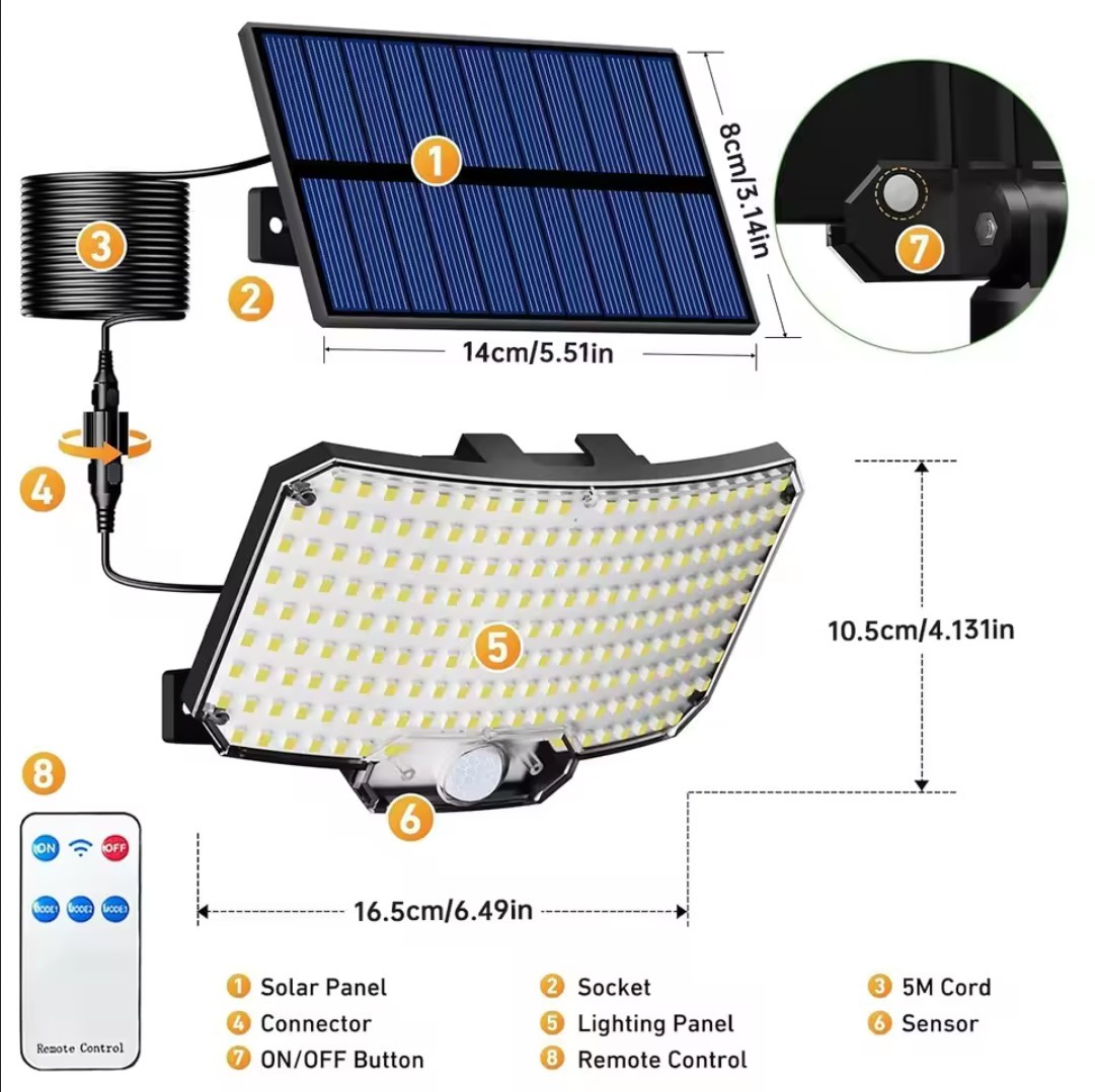 234 LED GÜNEŞ ENERJİLİ SOLAR KUMANDALI HAREKET SENSÖRLÜ LED LAMBA BAHÇE GARAJ EV AYDINLATMA IŞIK 234 LED GÜNEŞ ENERJİLİ SOLAR KUMANDALI HAREKET SENSÖRLÜ LED LAMBA BAHÇE GARAJ EV AYDINLATMA IŞIK