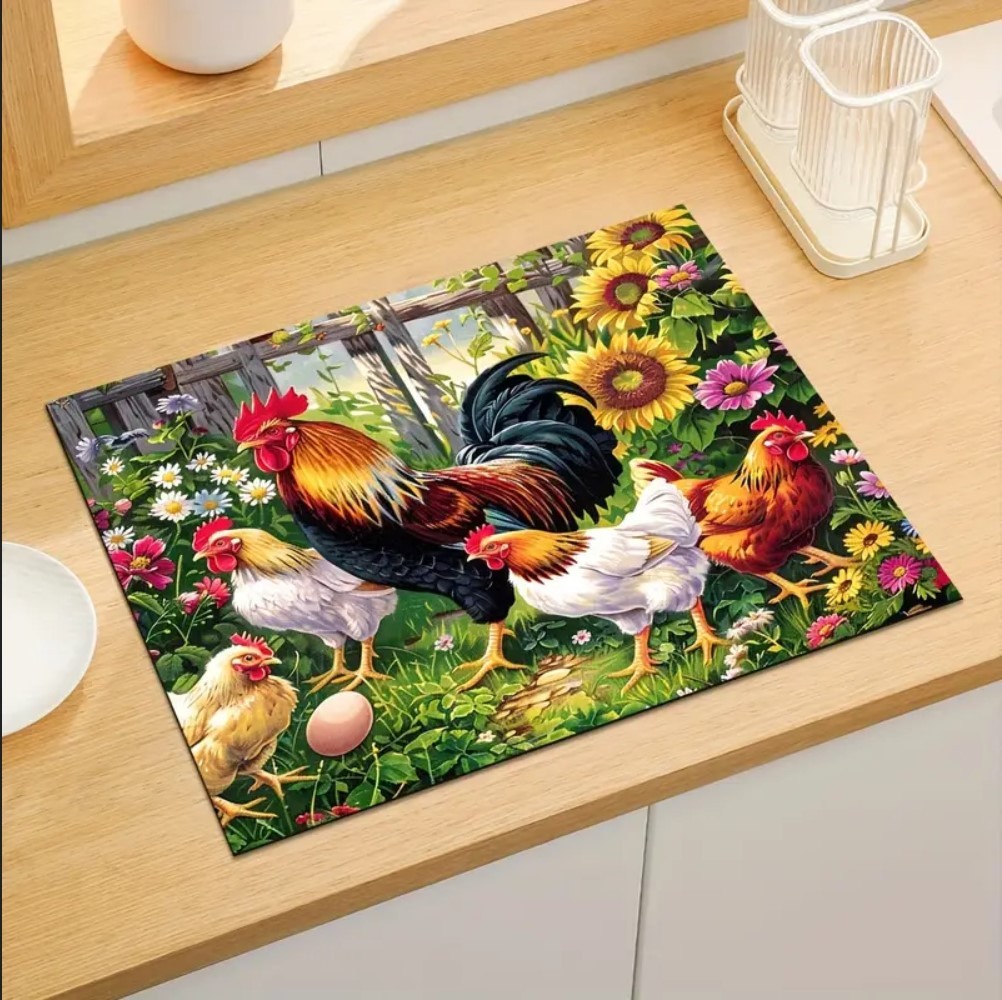 55 CM x 45 CM HOROZ VE TAVUK TASARIMI TEZGAH ÜSTÜ BULAŞIK KURUTMA MATI BULAŞIKLIK KURUTMA ÖRTÜSÜ 55 CM x 45 CM HOROZ VE TAVUK TASARIMI TEZGAH ÜSTÜ BULAŞIK KURUTMA MATI BULAŞIKLIK KURUTMA ÖRTÜSÜ