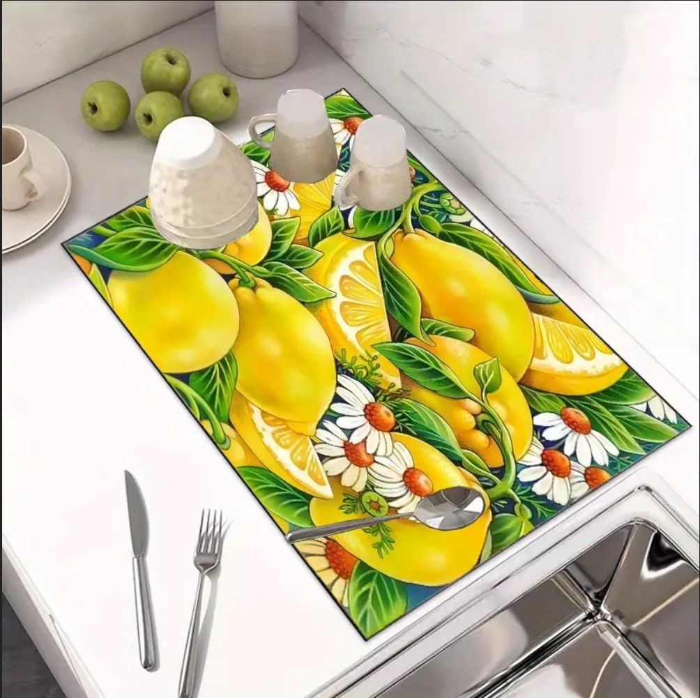 55 CM x 45 CM LİMON ÇİÇEĞİ TASARIMI TEZGAH ÜSTÜ BULAŞIK KURUTMA MATI BULAŞIKLIK KURUTMA ÖRTÜSÜ 55 CM x 45 CM LİMON ÇİÇEĞİ TASARIMI TEZGAH ÜSTÜ BULAŞIK KURUTMA MATI BULAŞIKLIK KURUTMA ÖRTÜSÜ