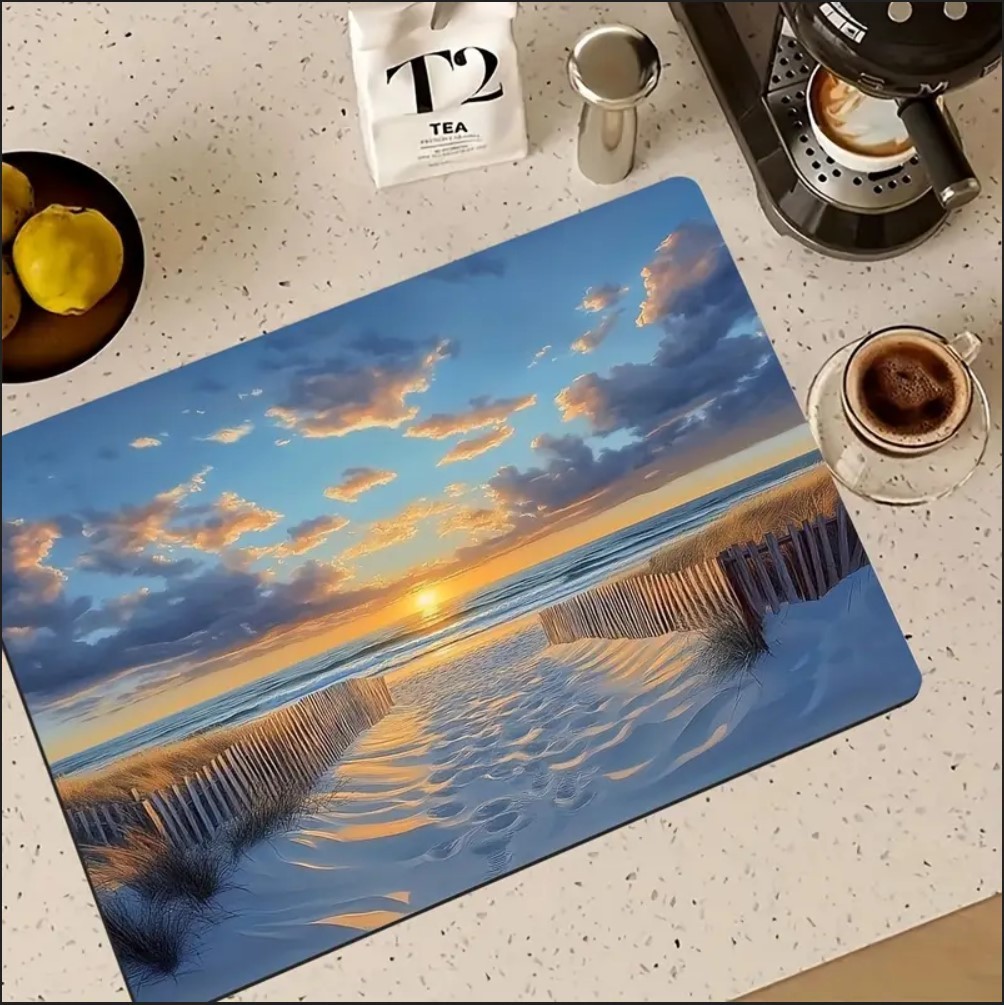 55 CM x 45 CM OKYANUS PLAJI TEMALI TEZGAH ÜSTÜ BULAŞIK KURUTMA MATI BULAŞIKLIK KURUTMA ÖRTÜSÜ 55 CM x 45 CM OKYANUS PLAJI TEMALI TEZGAH ÜSTÜ BULAŞIK KURUTMA MATI BULAŞIKLIK KURUTMA ÖRTÜSÜ