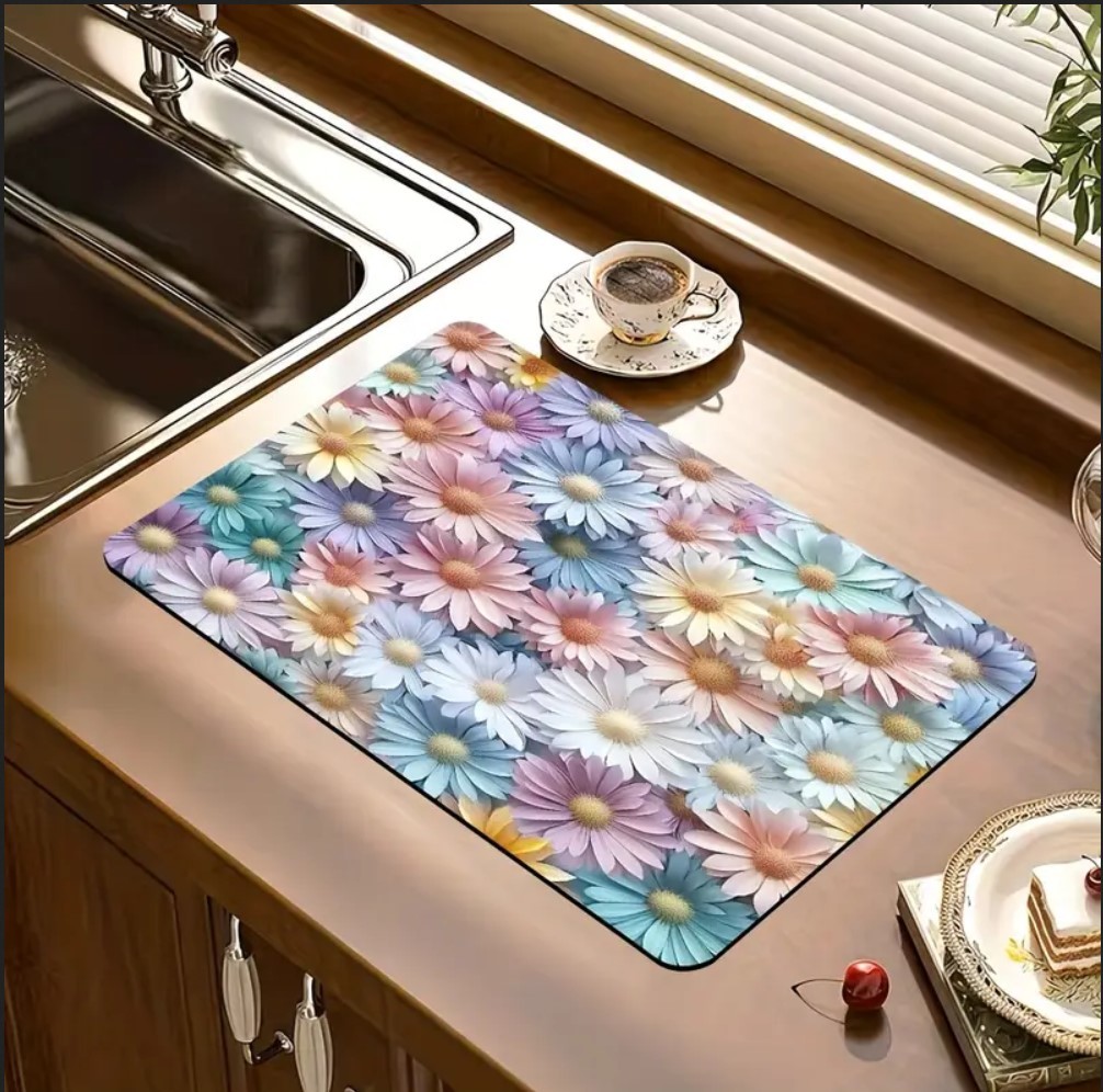 55 CM x 45 CM RENKLİ PAPATYALAR TASARIMI TEZGAH ÜSTÜ BULAŞIK KURUTMA MATI BULAŞIKLIK KURUTMA ÖRTÜSÜ 55 CM x 45 CM RENKLİ PAPATYALAR TASARIMI TEZGAH ÜSTÜ BULAŞIK KURUTMA MATI BULAŞIKLIK KURUTMA ÖRTÜSÜ