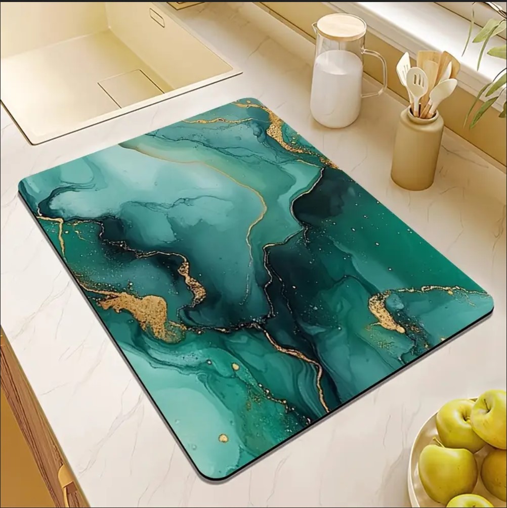 55 CM x 45 CM YEŞİL MERMER DESENLİ TEZGAH ÜSTÜ BULAŞIK KURUTMA MATI BULAŞIKLIK KURUTMA ÖRTÜSÜ 55 CM x 45 CM YEŞİL MERMER DESENLİ TEZGAH ÜSTÜ BULAŞIK KURUTMA MATI BULAŞIKLIK KURUTMA ÖRTÜSÜ