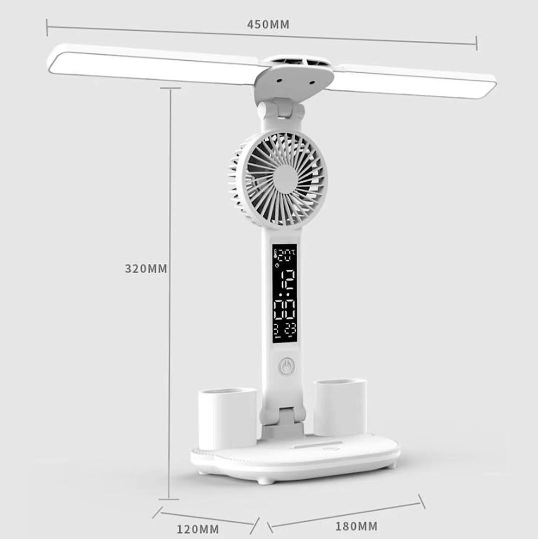 FANLI ÇOK FONKSİYONLU 3 RENK MASA ÜSTÜ LED IŞIK MASA SAATİ KALEMLİK TERMOMETRE FANLI ÇOK FONKSİYONLU 3 RENK MASA ÜSTÜ LED IŞIK MASA SAATİ KALEMLİK TERMOMETRE